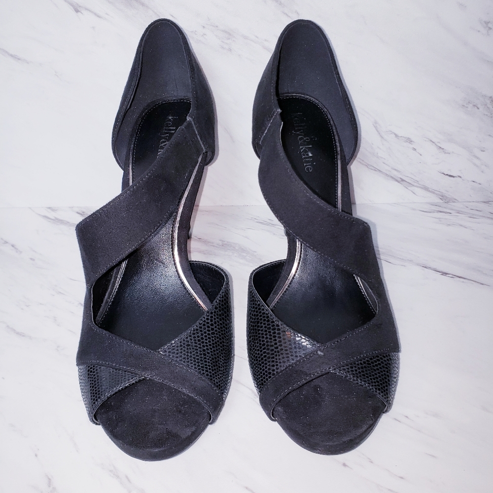 Kelly & Katie Black Open Toe Heels